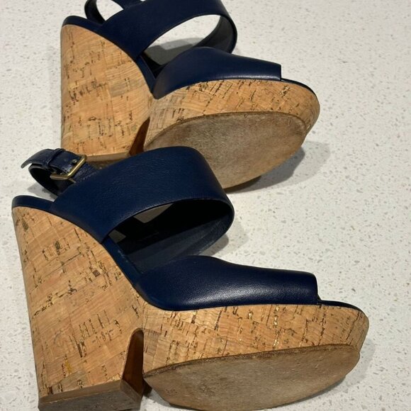 Yves Saint Laurent Womens Deauville Cork Heel Wedge Sandals Black Size 39 - Picture 7 of 12